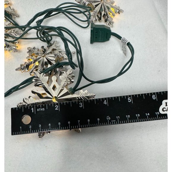 Christmas String Lights 2 Sets 10 Lights Per Strand Silver Snow Flakes Vintage G - Picture 6 of 6